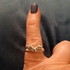 Cute Silver Tone Frog Eyes Ring. Adjustable
